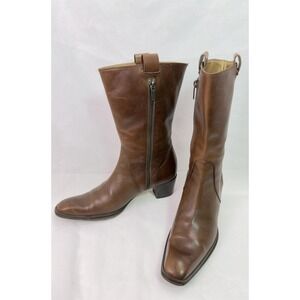 Fratelli Rossetti Brown Leather Mid Calf Boot Made In Italy Women EU 38 US 7.5 8